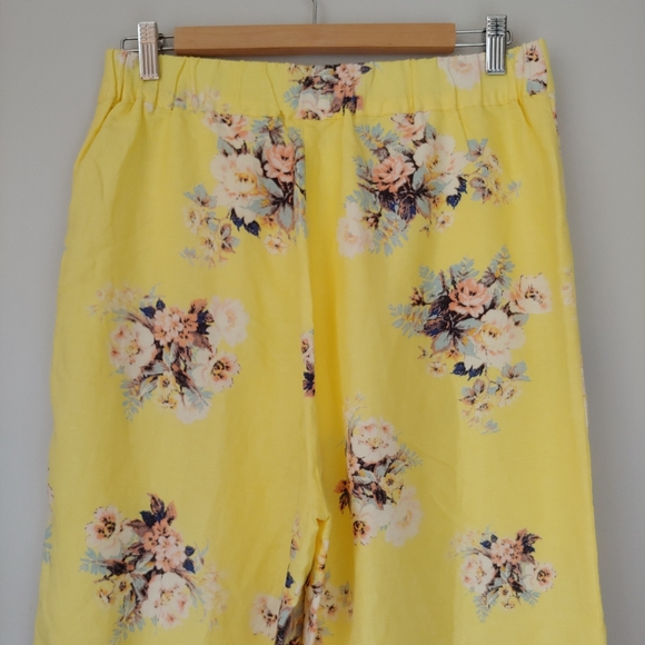 Anthropologie Feather Bone Talese Wide Leg Pants Yellow Size 8 - Picture 8 of 16